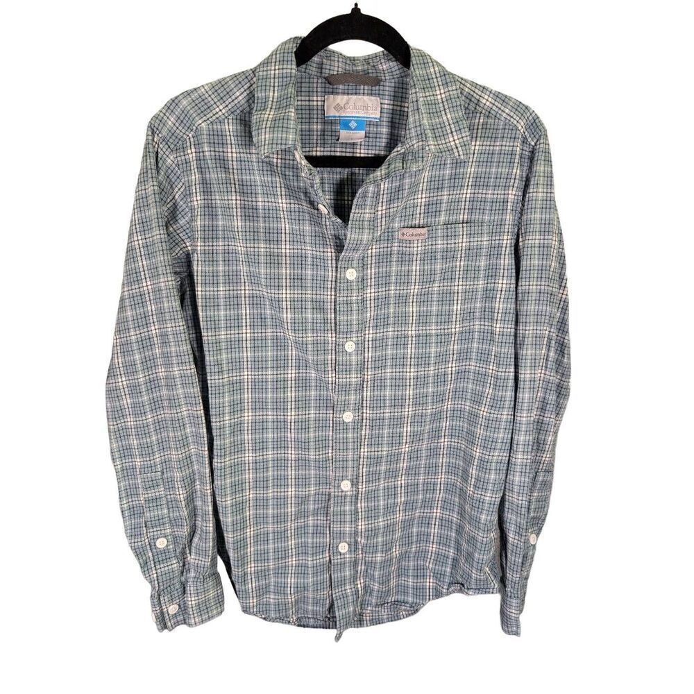 Columbia Shirt Blue Plaid Button Up Long Sleeve Men's Small